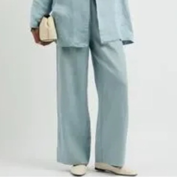 Eileen Fisher Light Blue Wide Leg Trousers 100 % silk